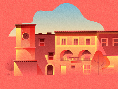 Italy building gradient illustration minimalistic modern simple travel