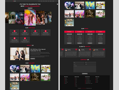 Event Organizer Website back end development design front end development javascript responsive website website website design website template