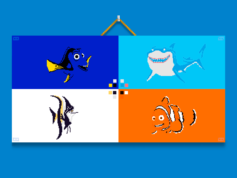 [Four Fishes with Four Colours - Finding Nemo] movies nemo pixel pixelart