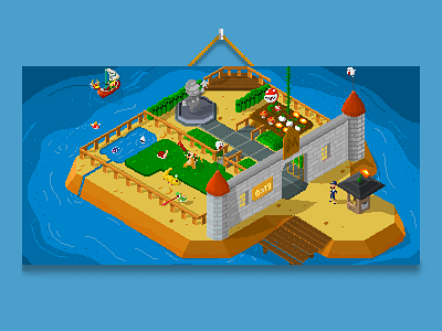 [Super Mario Zoo Garden Island] isometric nintendo pixel pixelart