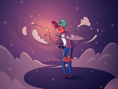 Witchcraft cartoon fire guy illustration vector