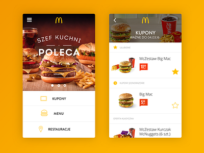 McDonald's app burger clean list mcdonalds menu mobile products ui ux