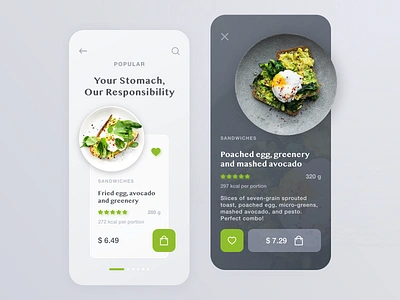 Food Delivery | Mobile App Concept app delivery design food green health interface meal minimal mobile online order sandwiches simple ui