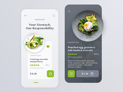 Food Delivery | Mobile App Concept app delivery design food green health interface meal minimal mobile online order sandwiches simple ui