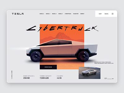 Tesla Cybertruck | Main Page Concept app car cybertruck design mars minimal simple tesla ui vehicle web webdesign