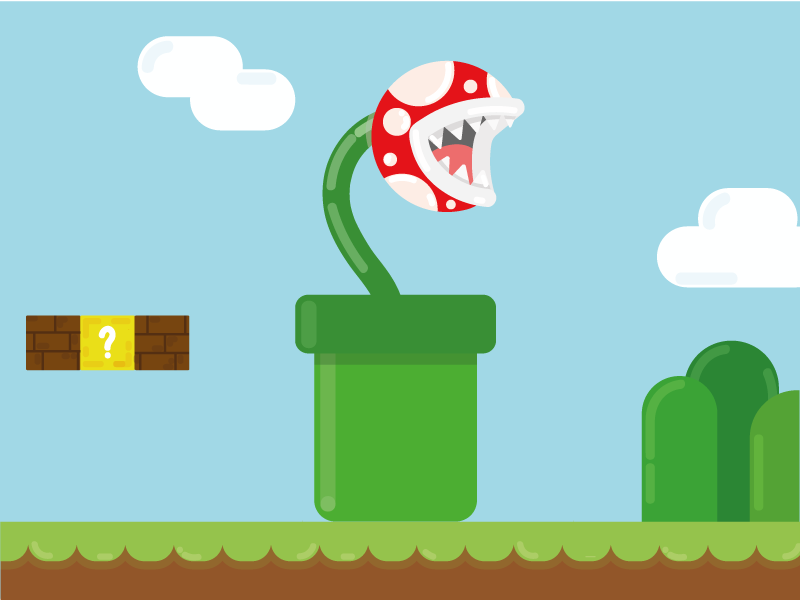 mario brothers eating plant