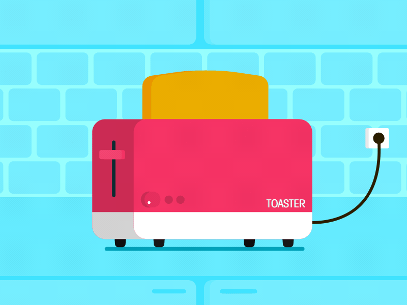 Funny Toaster after effect animation animation 2d bounce bread cooking elastic flat flat animation flat design gif gif animated gif animation illustration kitchen toaster