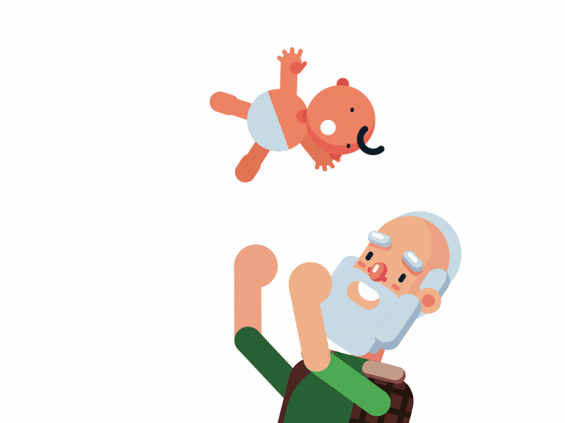 Grandfathers fun after effect after effects animation animation 2d character child child care children design flat gif gif animated gif animation grandfather illustration india indian love love is love