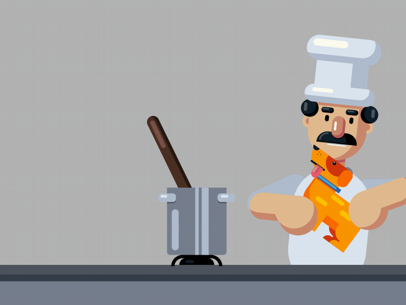 Cooker 2d 2d animation 2d artist after effect after effects animation animation 2d character cook cooker design dog dogs flat gif animated vector