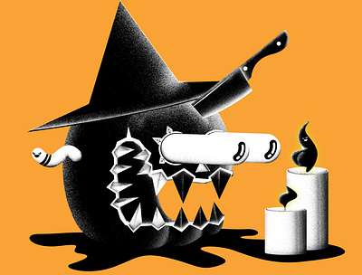 Pumpkin witch halloween illustration illustrator photoshop sunefors vector