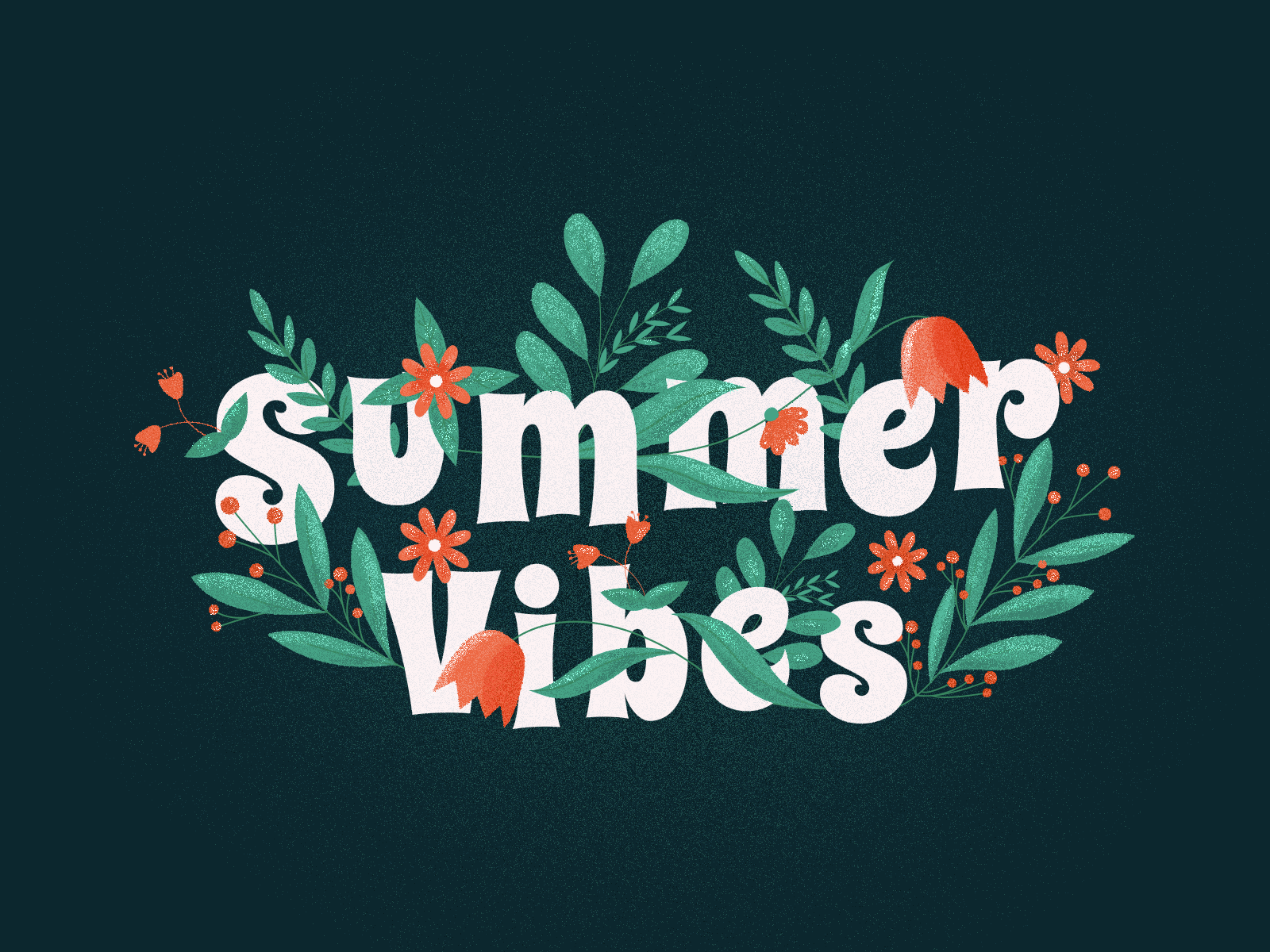 Summer Vibes brushes colour palette dribbble flat flowers font illustraion illustration illustration art plant summer typography vector web