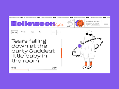 Halloween2020 dribbble dribbbleweeklywarmup ghost helloween helooween2020 illustration illustration art illustrations illustrator music playlist shop web design