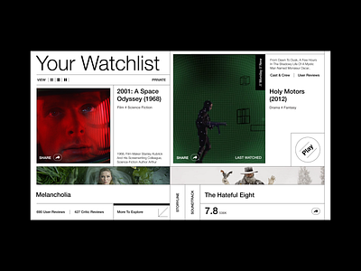 Your Watchlist branding colour palette design film graphic design illustration typography ui web design website