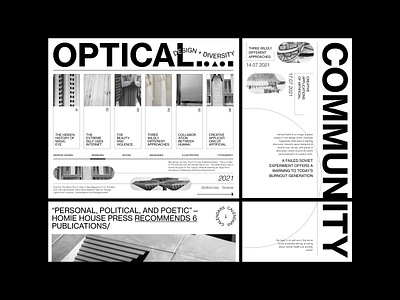 Optical illusion black branding colour palette news typography ui web design website