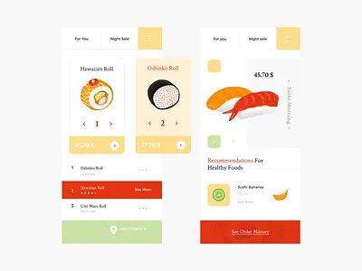 Sushi app app colour palette fashion flat food illustration logo mobile mobile app motion typography ui ui ux uiuxdesign ux vector web web design website yellow