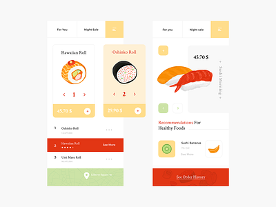 Sushi app app colour palette fashion flat food illustration logo mobile mobile app motion typography ui ui ux uiuxdesign ux vector web web design website yellow