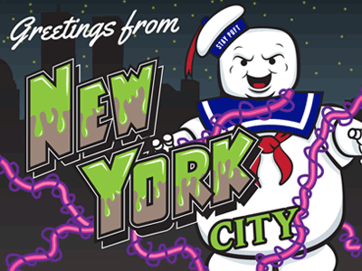 Ghostbusters Postcard 80s culture ghostbusters movie new york pop postcard slime stay puft
