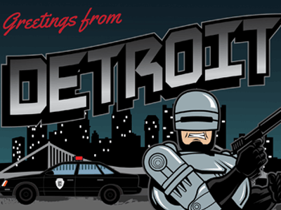 Robocop Postcard 80s detroit movie police robocop