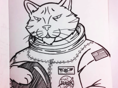 Space Cat sketch astronaut cat drawing pen sketch sketchbook space