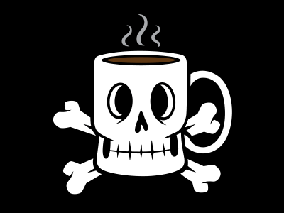 Dangerously Brewed coffee illustration skull and bones vector