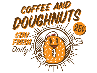 Coffee & Doughnuts t-shirt design coffee design doughnuts illustration t shirt vector