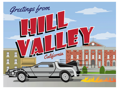 Back To The Future postcard 80s back to the future illustration pop culture