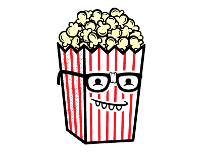 Nerdy Popcorn Character illustration junk food nerd popcorn vector