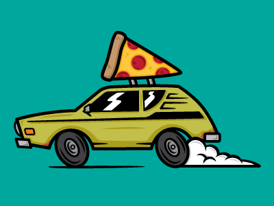 Retro Pizza Delivery Car illustration design illustration pizza vehicle