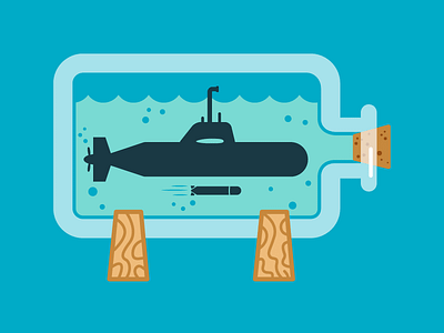 Sub In A Bottle illustration design illustration submarine