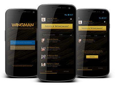 Wingman Android App UI Design android app design mobile app social app ui ux