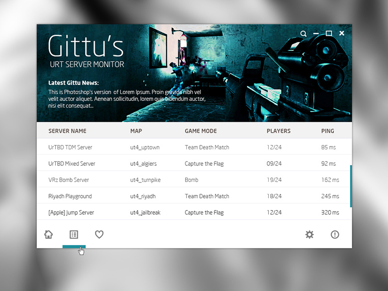 Urban Terror Server Monitor Desktop App Design Flat By Mamun Servers Urt Server Monitor Desktop App Flat