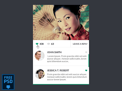 Flat Photo Comments Widget [Free PSD] freebies psd ui ux widget