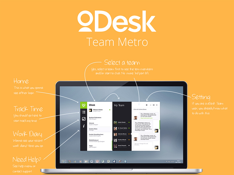 oDesk Team Desktop App Redesign Metro Flat by Mamun Srizon on Dribbble