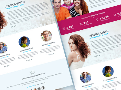 About us page design {WIP} about clean flat fun facts team testimonial theme design web design