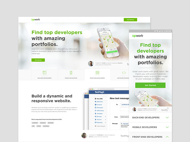 Responsive Landing Page Design mobile responsive ux ui upwork web design tabs landing page