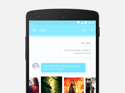 Movie search with xBot AI Assistant ai android assistant bot calendar chat chat bot ui ux