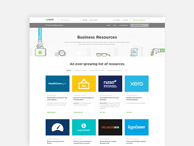Business Resources Landing Page cards landing page minimal resource page ui ux