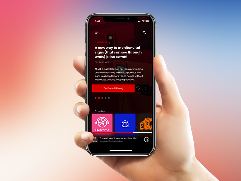 Podcast Player cross platform ios iphone x home player dark podcast