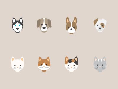 Cats vs. Dogs flat icon stylized vector