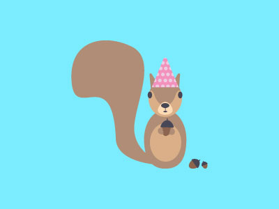 Birthday Squirrel flat icon stylized vector