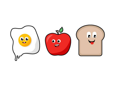 Breakfast Characters brand character flat geometric identity illustration logo shape
