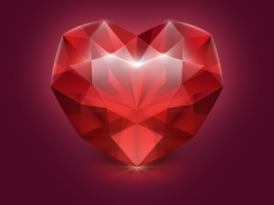Heart Stone glass icon love precious ruby saint valentine stone vector