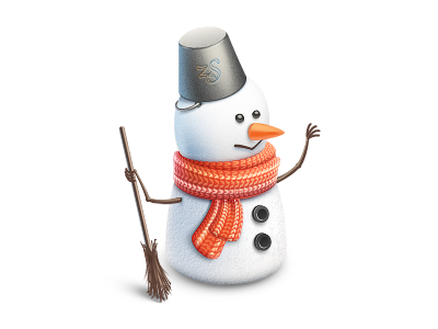 Snowman a bucket broom carrots icon illustrator metal new year snow snowman vector winter