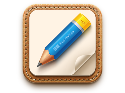 BoardMaps application icon finance graph ios iphone leather notebook pencil photoshop plan prototype sketch sketch book sticker