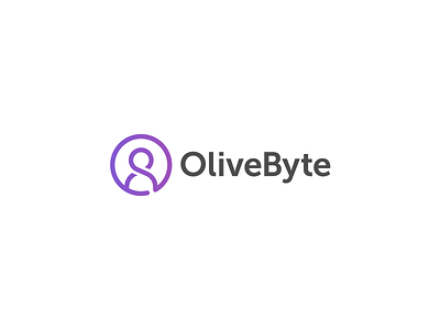 Olivebyte Logo custom wordmark logotype innovative round flat logo mark symbol negative space olive geometry geometrical out of the pixel perfect agency purple minimal modern software bite byte user circle