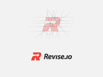 Revise.io Logo arrow startup blockchain grid math mathematical gridded io revise minimal logo crypto revise logomark symbol r logotype orange revision monogram letter icon