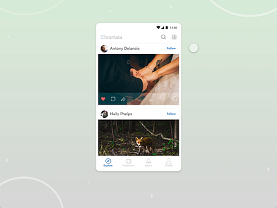 Photographer community app list grid view behaviour animation animation clean daily grid interaction list photo ui view