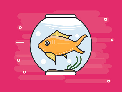 Gold Fish bowl aquarium bowl challenge cute daily fish geometric gold illustration pet vector water