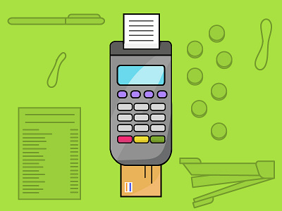Day (5/31) Credit Card Swiping Machine card challenge daily design graphic green illustration machine pen shop store vector