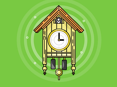 Day( 7/31 ) - Cuckoo Clock - Daily illustration challenge alarm challenge clock cuckoo daily geometry green illustration line texture time wood
